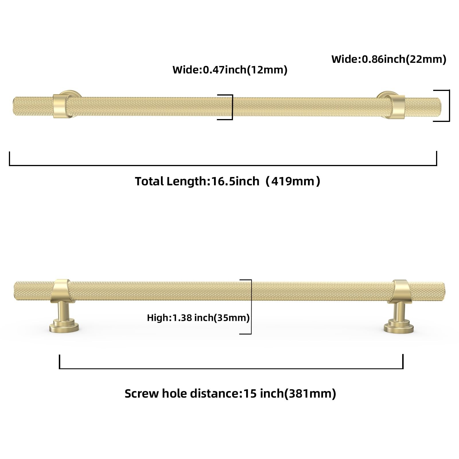 Komotia 6 Pack 15 Inch Cabinet Pulls Knurled Brushed Gold Kitchen Cabinet
