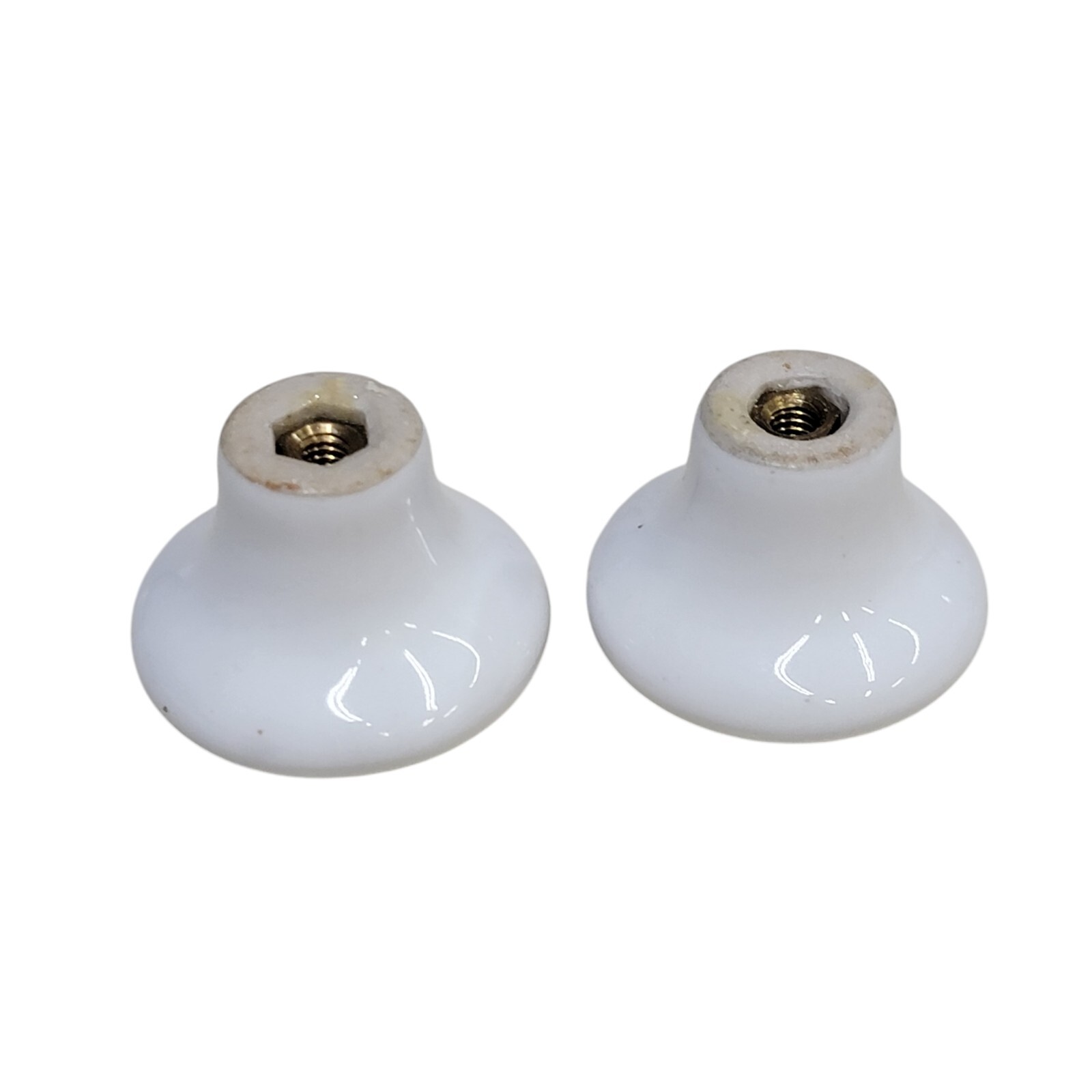 Set Of 2 – Vintage 1970’s White / Blue Floral Round Cabinet Drawer Pulls Knobs