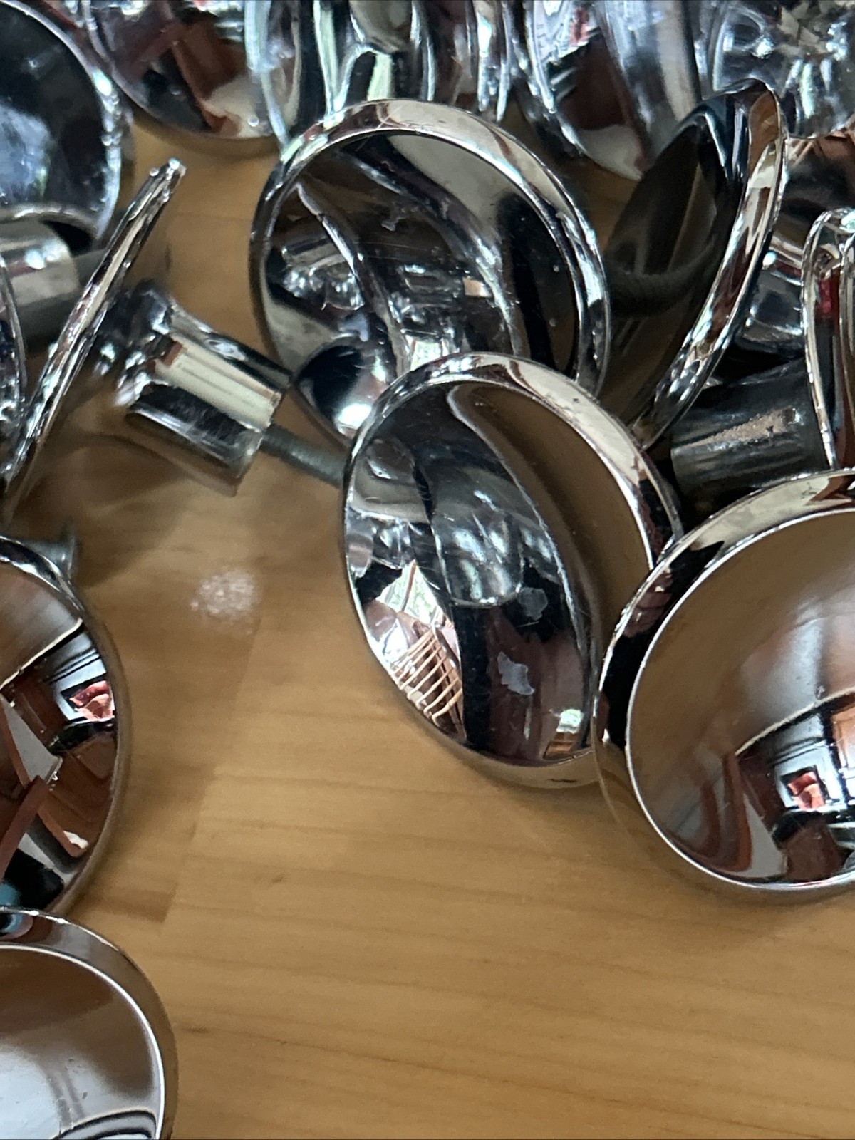 42 Vintage 1960s AJAX Chrome Beveled Concave 2″ Round MCM Pull Knobs