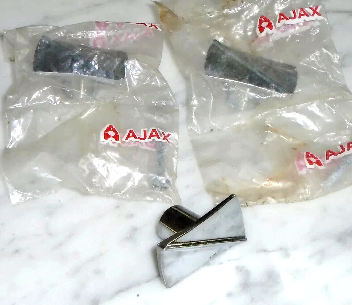 Ajax Chrome Atomic Rectangular Set of 3 Vintage Knob Cabinet Door Pulls