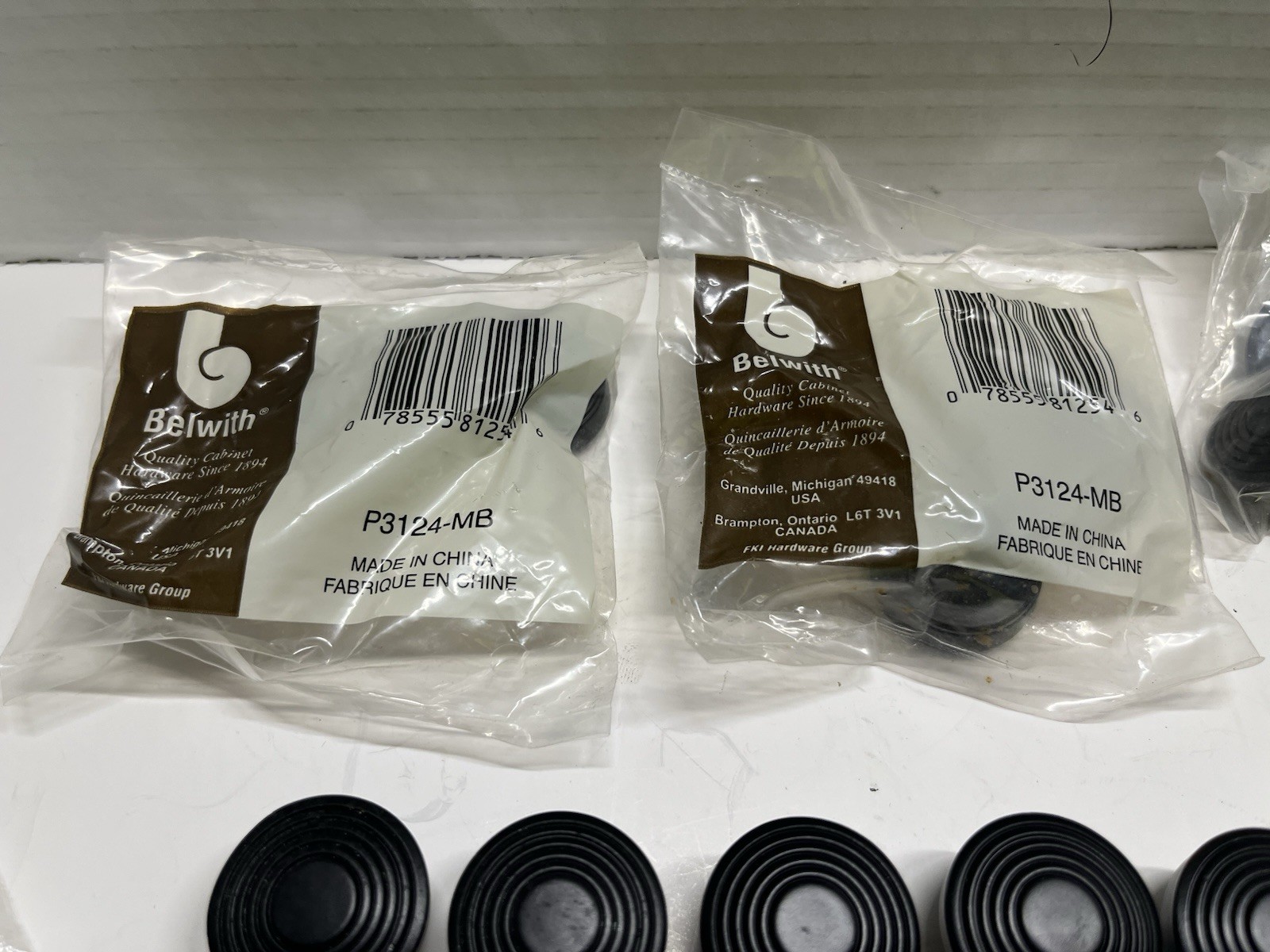 Vintage Lot (40) NOS 2006 Matte Black Heavy Ribbed Design Drawer/Cabinet Knobs