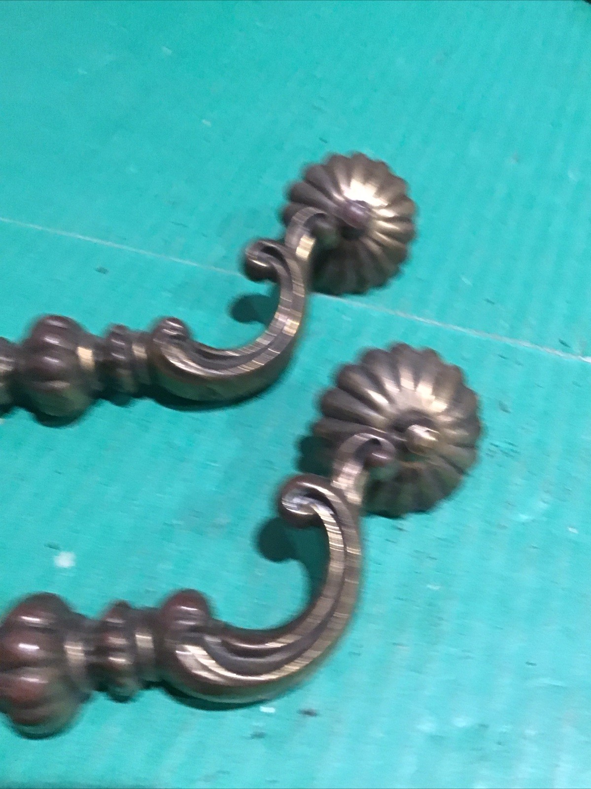 (2) Vintage KBC Drop Bail N5073 Medieval Heavy Brass 6″ COC Pull Handle Dresser
