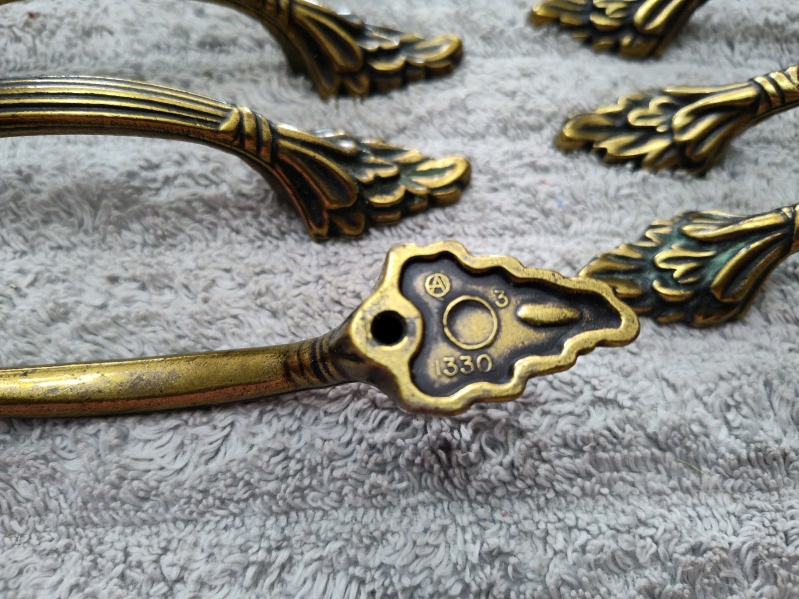 LOT OF 23 Amerock Vintage Handle Drawer Cabinet Pull 1330 Brass French Design