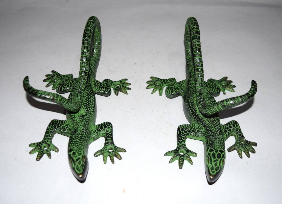 9” Inches Lizard Brass Door Handle Komodo Dragon Gate Pull Entry Club Dec HK115