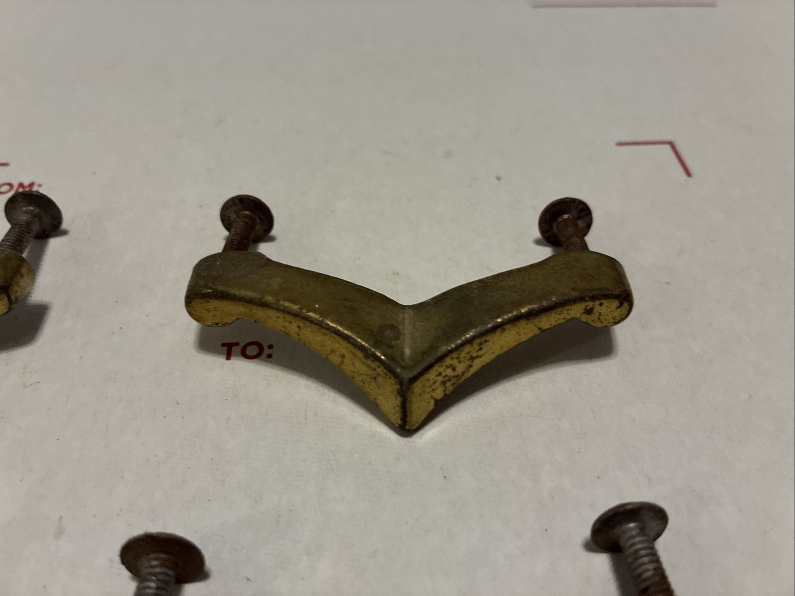 Mid Century Chevron Drawer Pulls • Lot of 9pcs Vintage 50s Boomerang Pulls