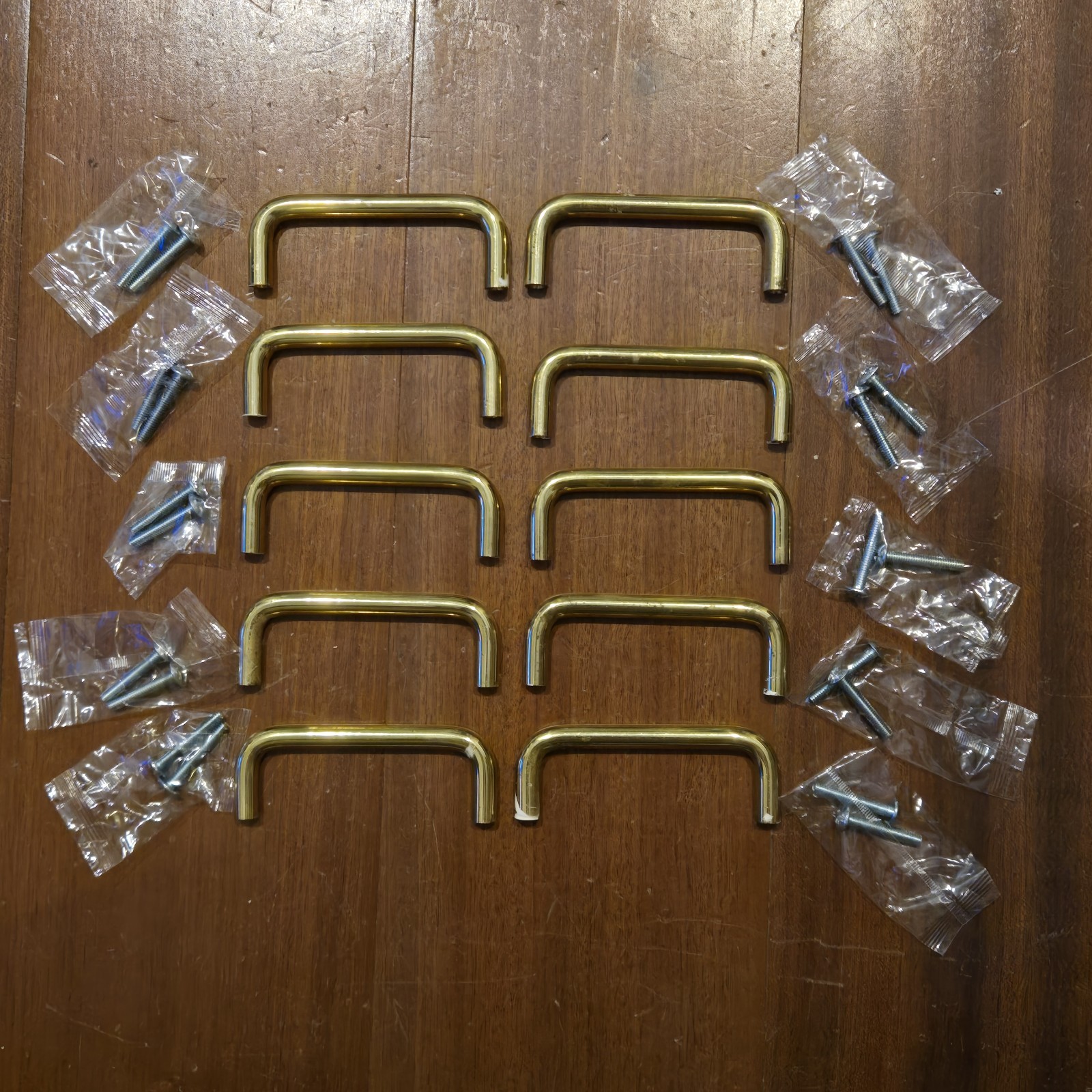 Lot of 20 Solid Polished Brass 3 Inch Drawer Pulls with Screws