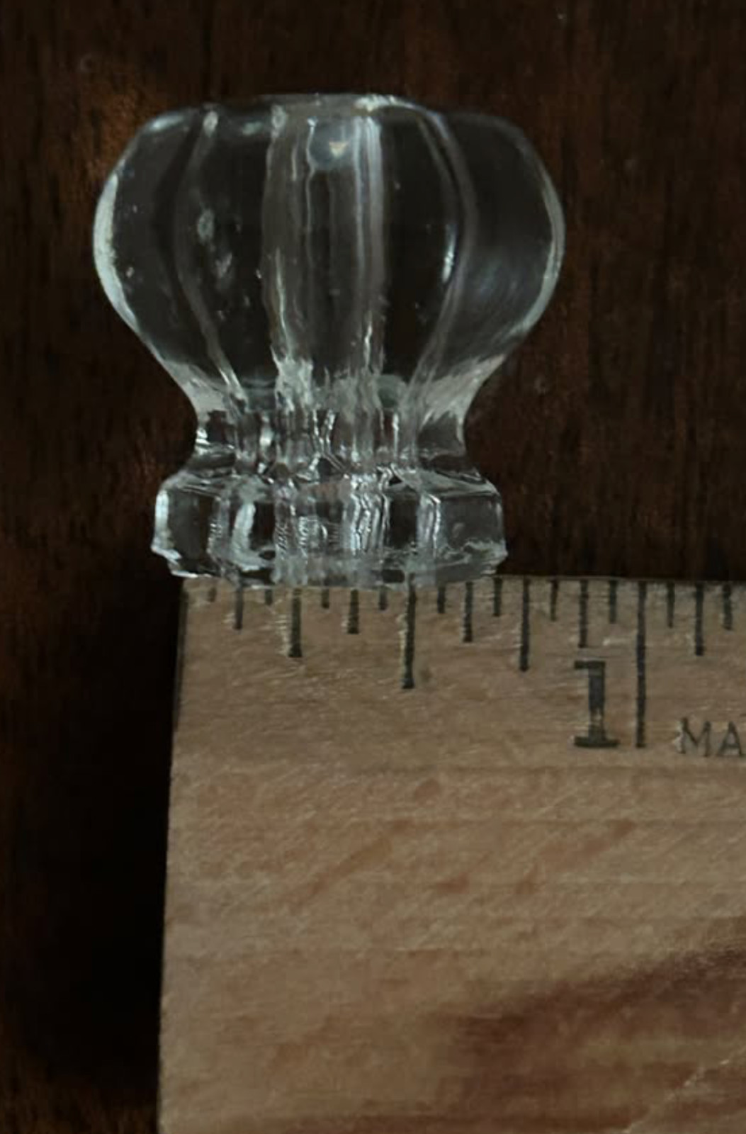 SET 4 1 1/8″L X 1 1/8W Flower Antique Glass Round Drawer Pulls Knob 1920s screw