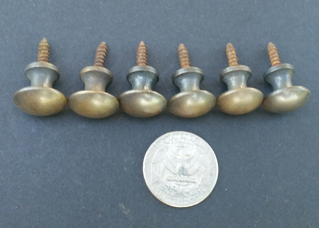 6 Solid Brass Stacking Barrister Bookcase 5/8″ Round Knobs Pulls Handles #K2