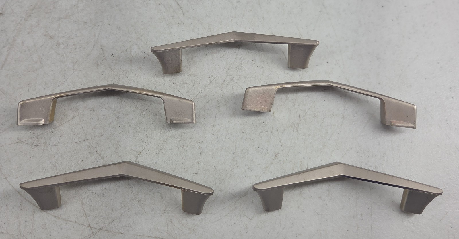 Vintage Lot of 5 Ajax Drawer Pull Handles V Chevron Cabinet Pulls Cupboard