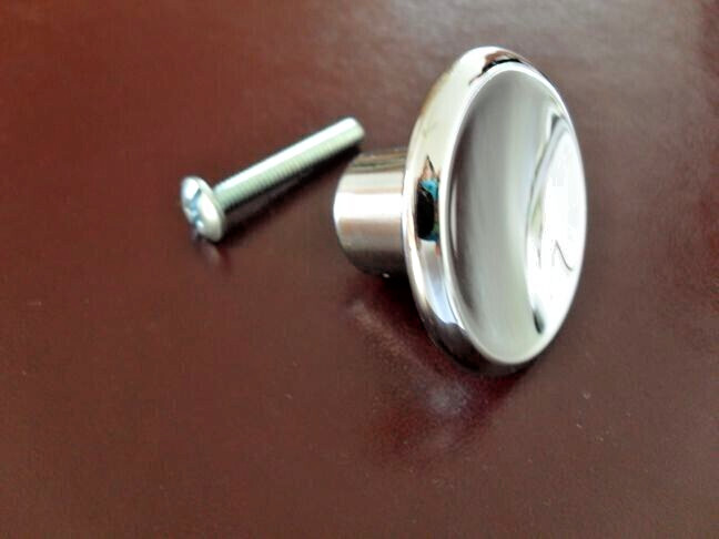 Vtg Nos 1-3/8″ Dia Chrome Drawer Knobs Concave Face Cabinet Door Pull Amerock