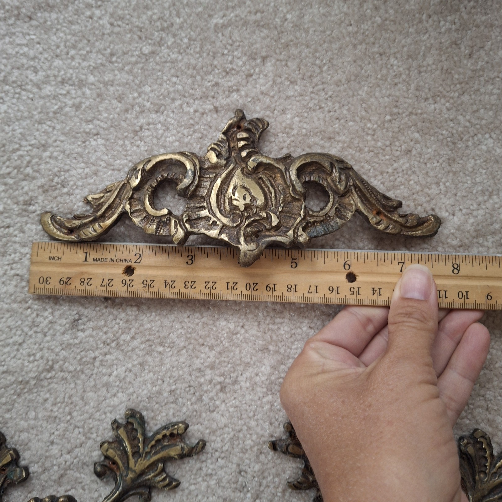 French Provincial Antique Furniture Hardware Brass 11 Pcs