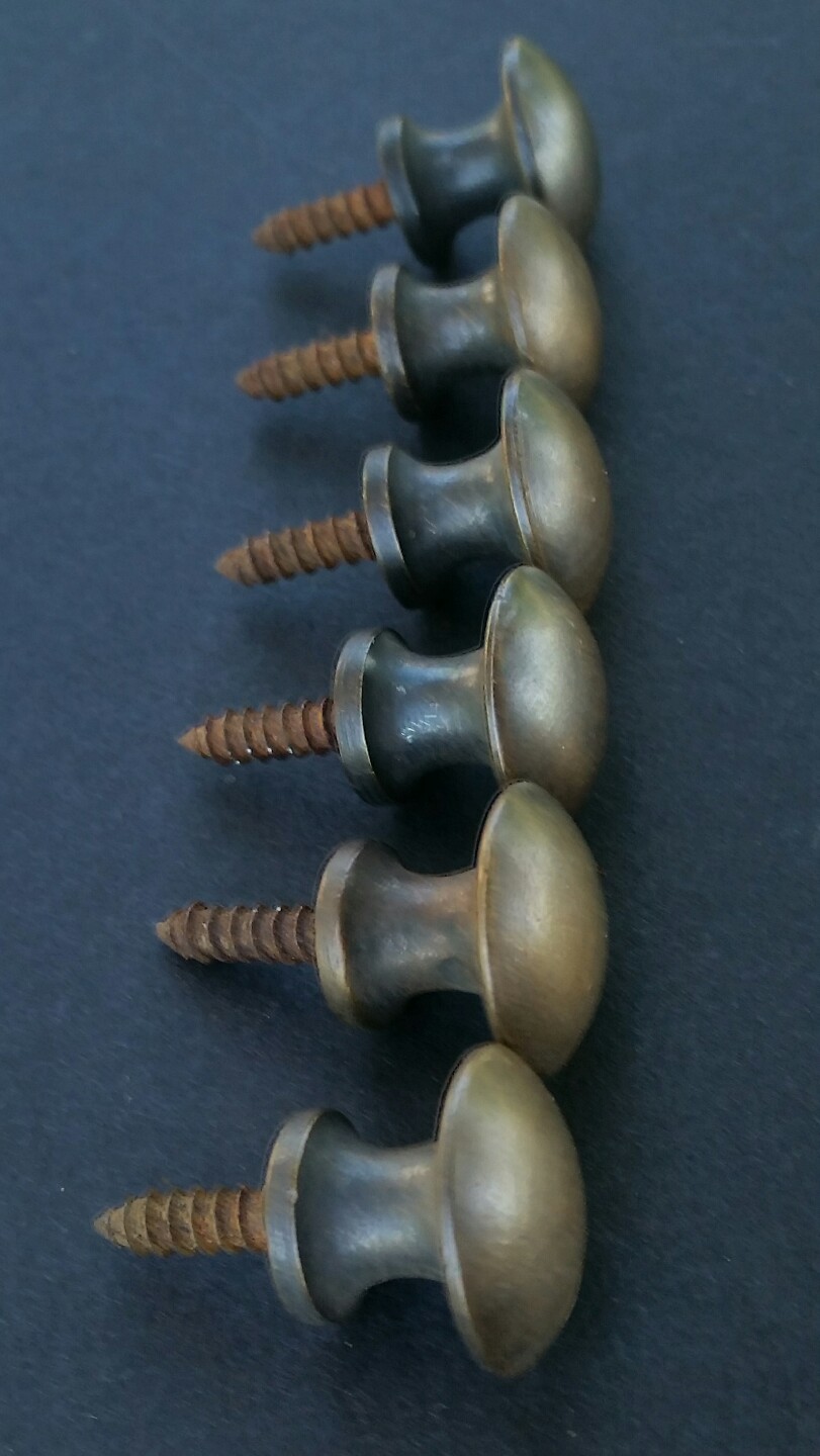 6 Solid Brass Stacking Barrister Bookcase 5/8″ Round Knobs Pulls Handles #K2