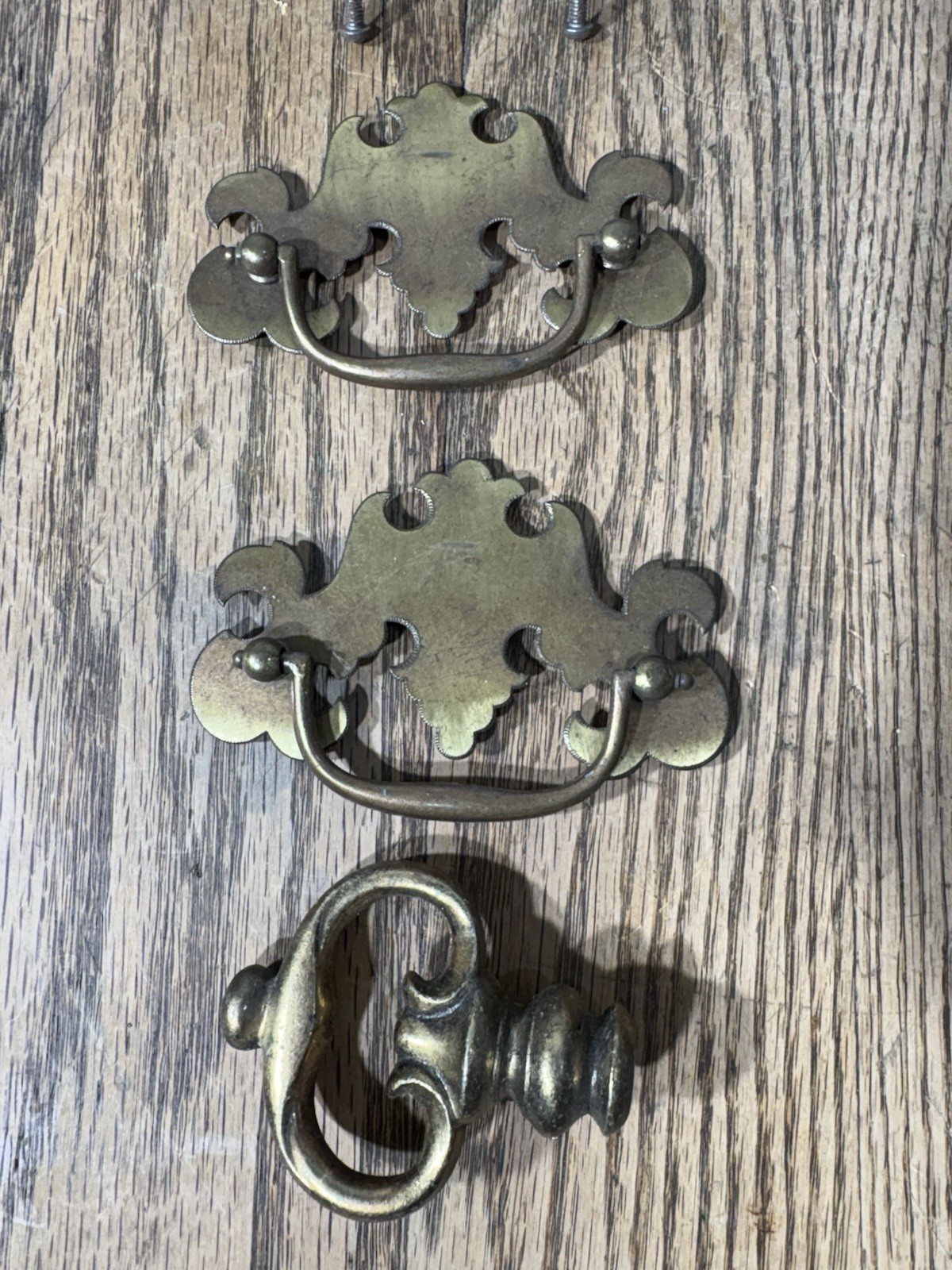 Vintage Antique Lot Brass Drawer Pulls Heavy Knobs Handles Furniture Hardware