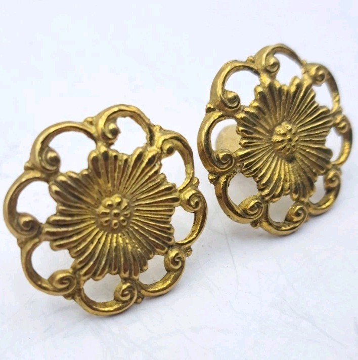 Antique Small Knobs Drawer Door Pulls Victorian Repro Furniture Hardware Pair