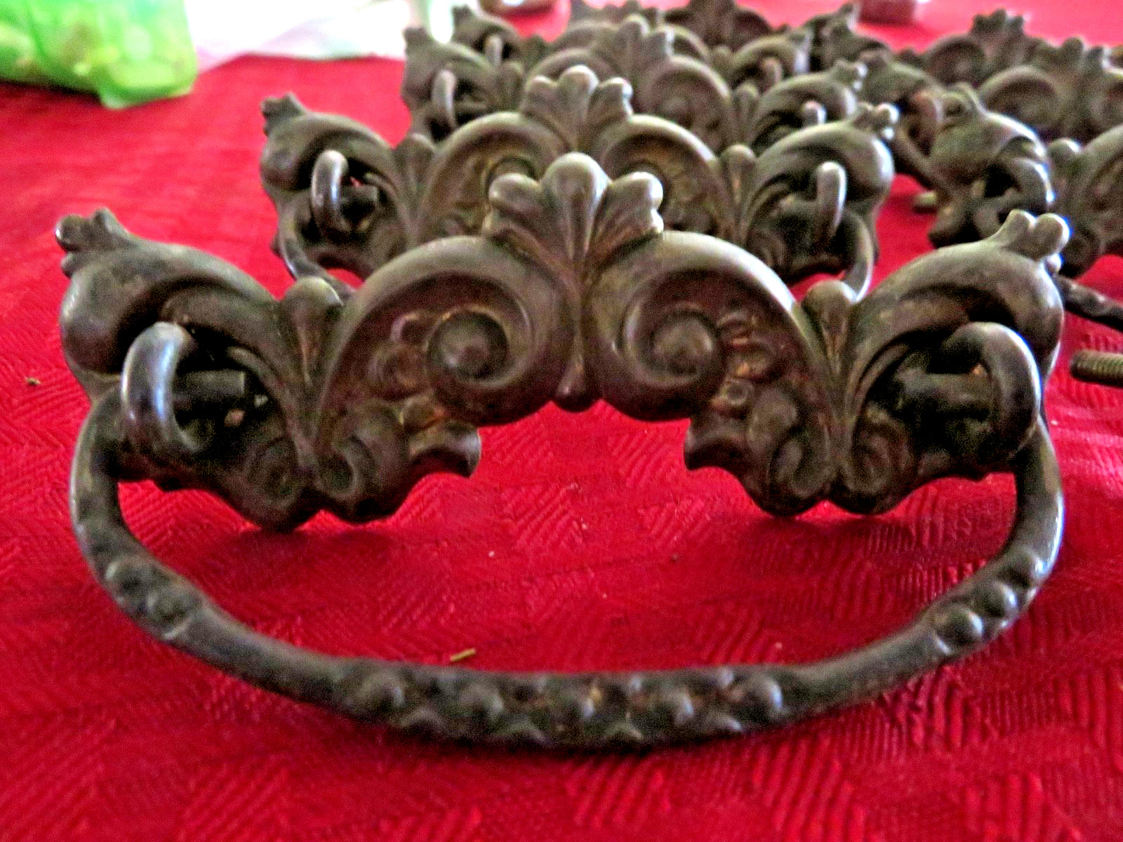 9 Antique Victorian Brass Drawer Pull Door Handles Larkin Style
