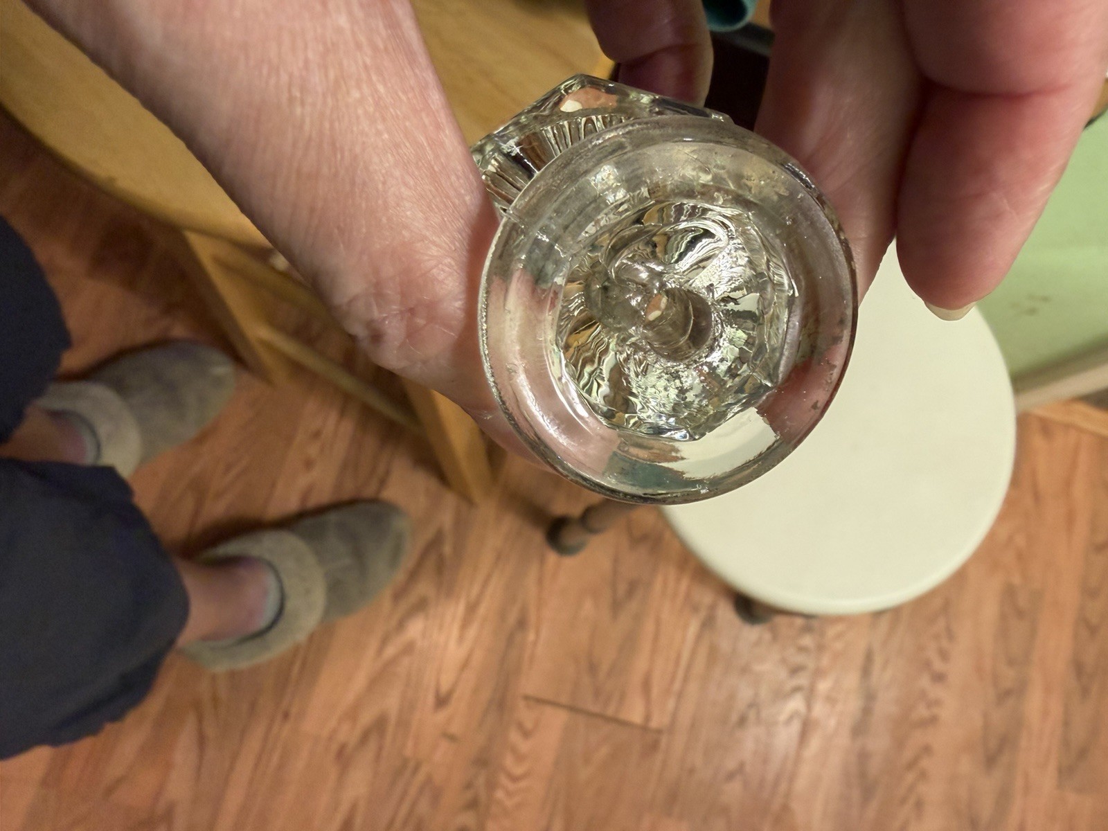 6 small Vintage Clear Glass Cabinet Pulls Knobs Antique 2 Hexagon 4 Octagon