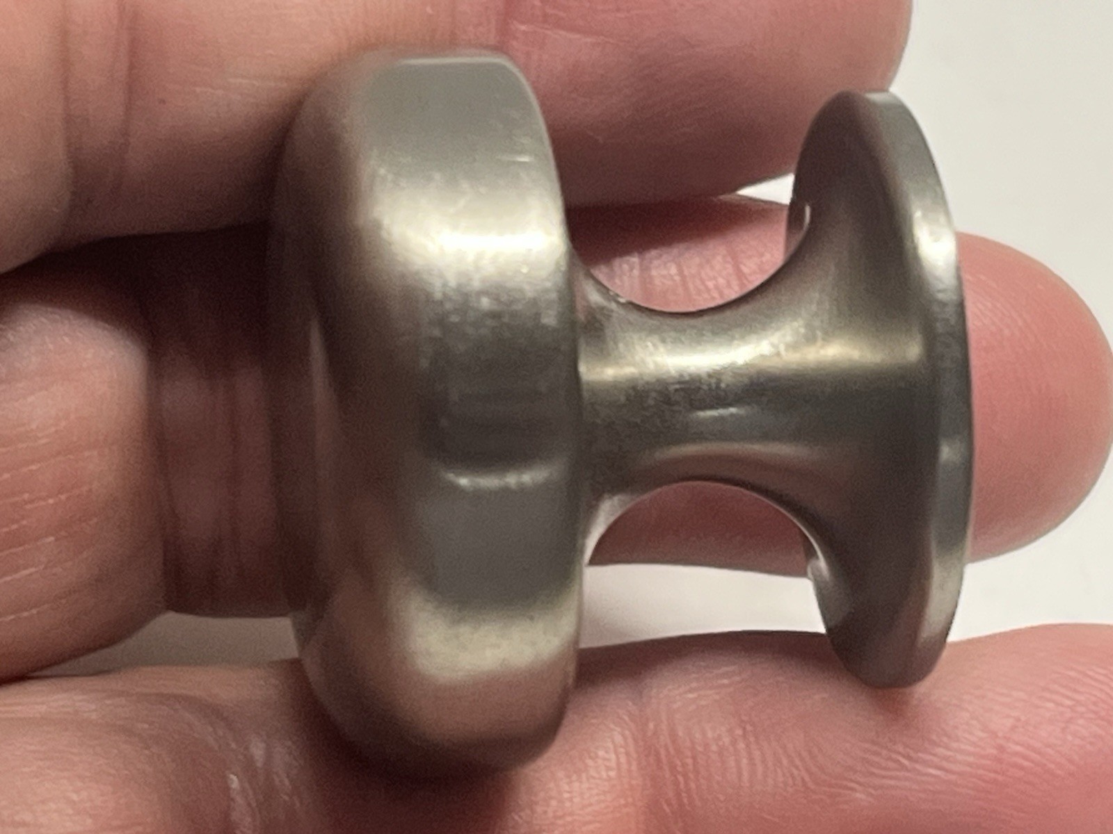 Vintage Lot (4) NOS Heavy Round Brushed Nickel Mushroom Drawer/Cabinet Knobs