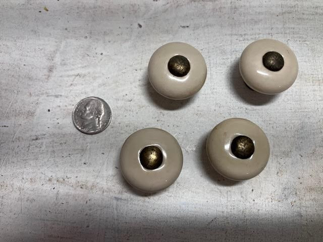 Lot of 35 Vintage Antique most speckled Solid porcelain brass drawer pull Knobs