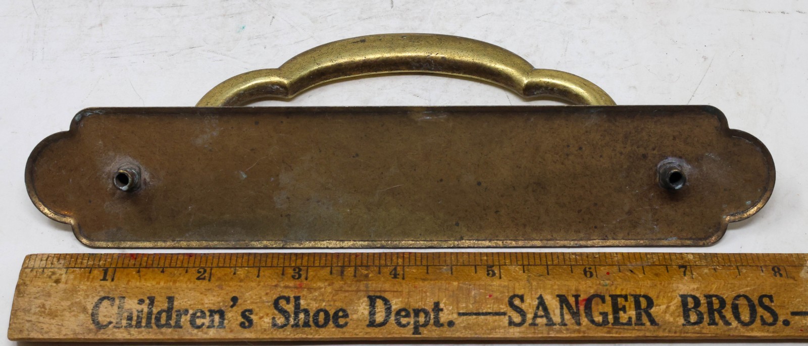Vintage Large Brass Drawer Pull Handle 8″ Wide x 1.5″ Tall 5.75″ CTC