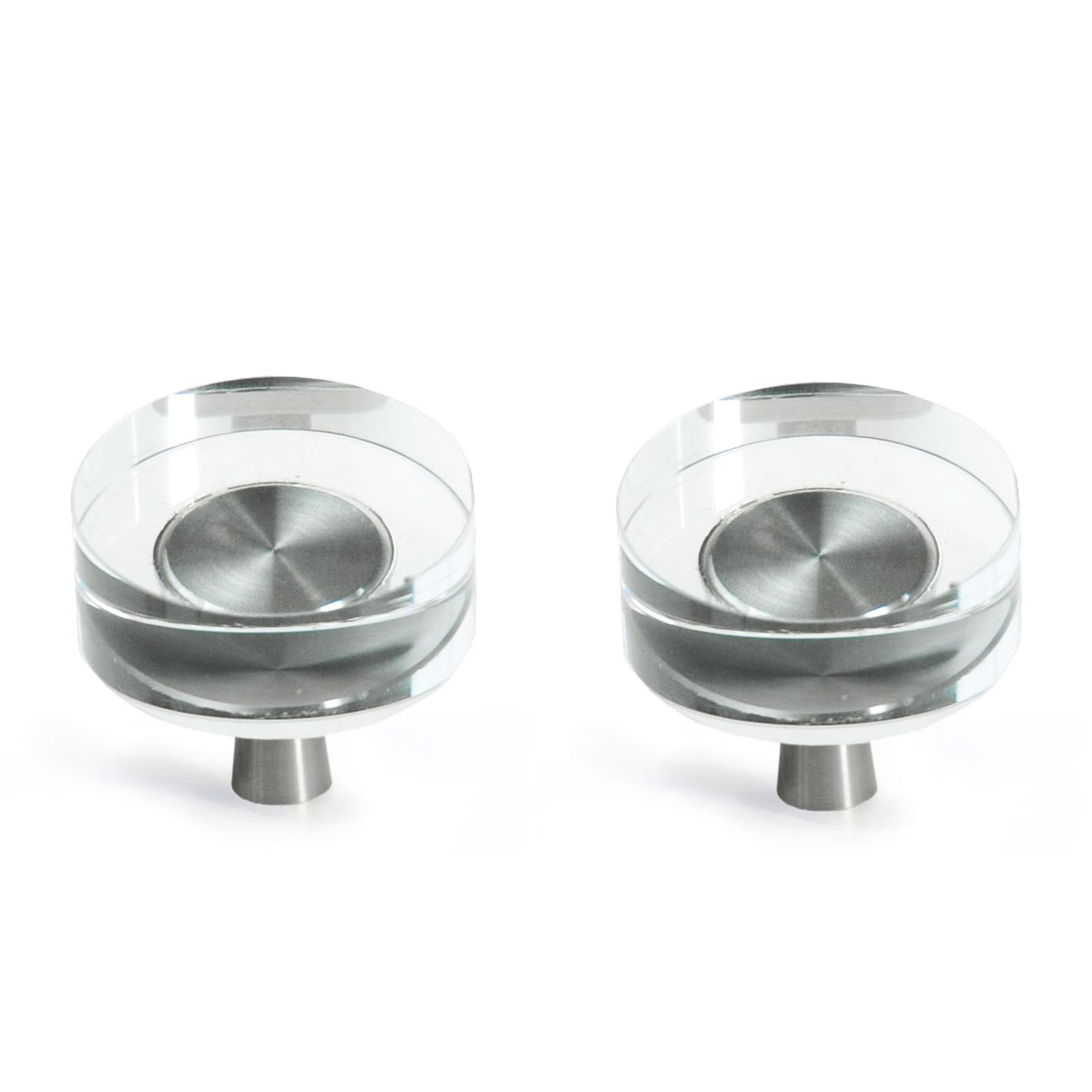 2 Pack Glass Crystal Knobs Brushed Nickel Drawer Pull Cabinet Handle for Dres…