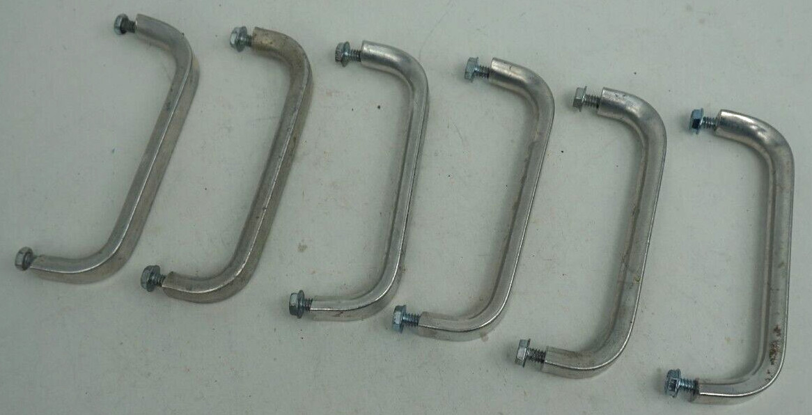 Reclaimed Vintage Brushed Aluminum Metal Drawer or Cabinet Pulls 6pcs