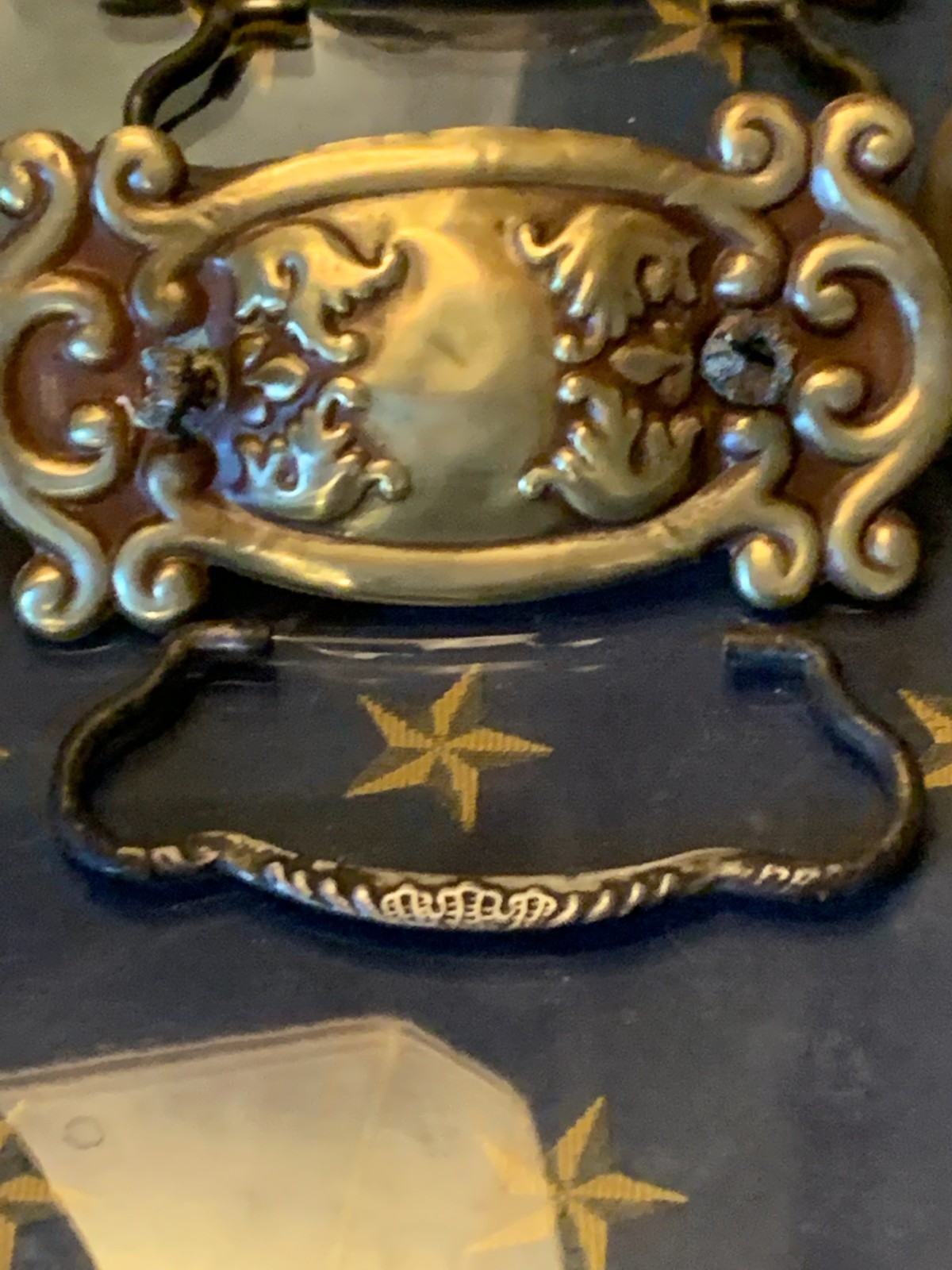 c1880-1900 Antique Six stamped Brass Drawer Pulls 3″ Bore