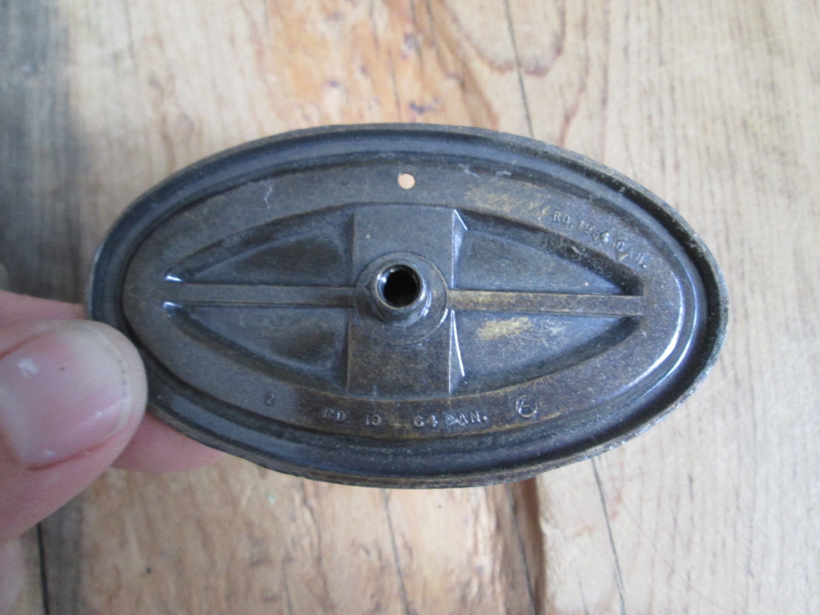 Vintage 1964 Hepplewhite Oval Drawer Pull Drop Bail Brass Stamped RD CAM Amerock
