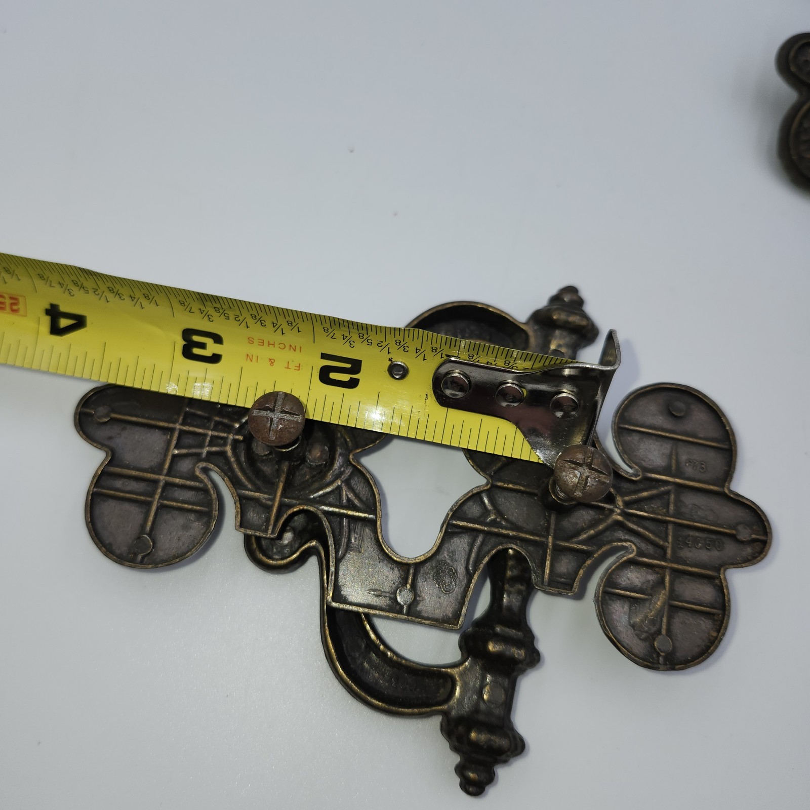 4 Brass Celtic Moorish Drawer Bail Cabinet Door Ring Pull Handle & Backplate