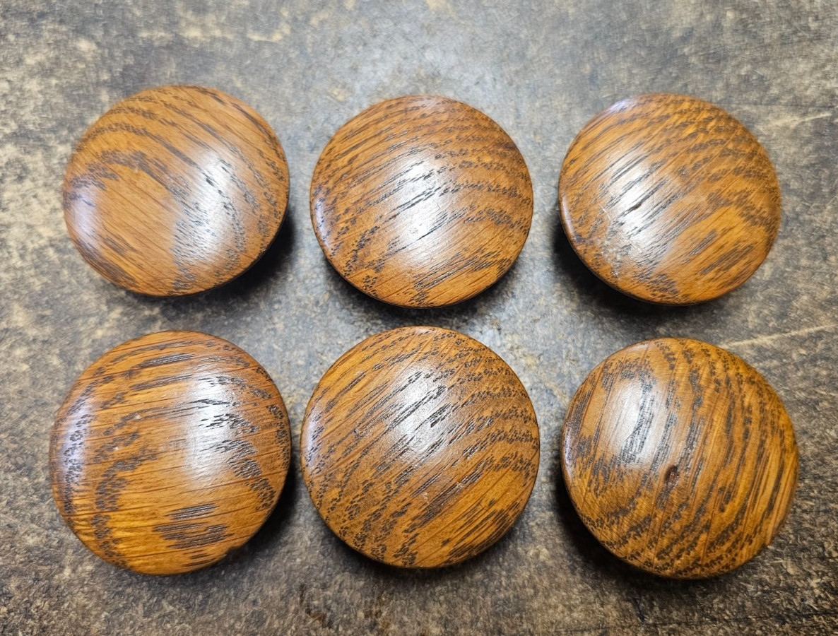Lot Of 6 ( 1- 3/4) Inch Vintage Wood Used Drawer Pulls With Screws