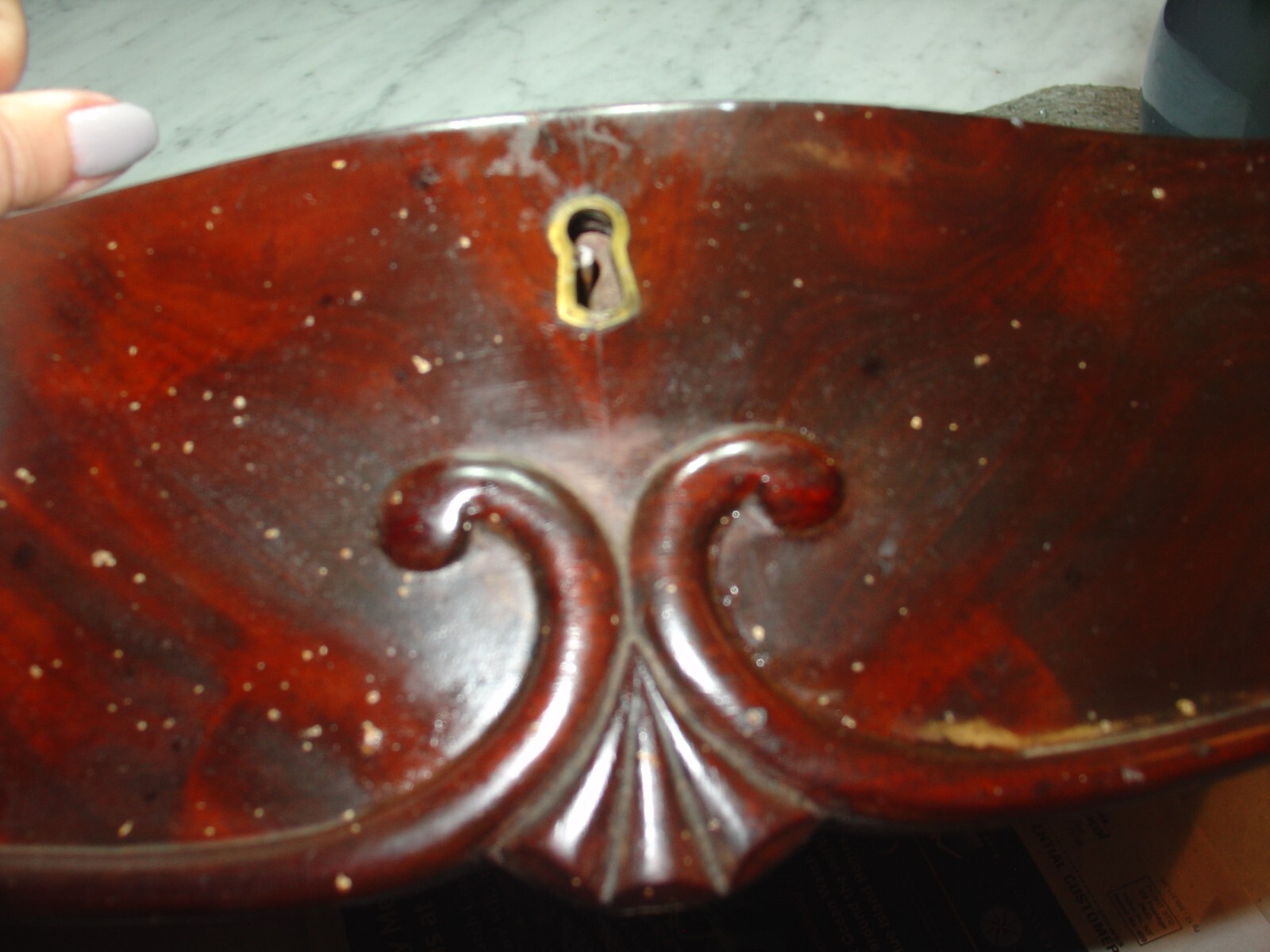 Antique Wood Drawer Dove Tail Walnut Key Hole Lock Mechanism Salvage Part 1890s