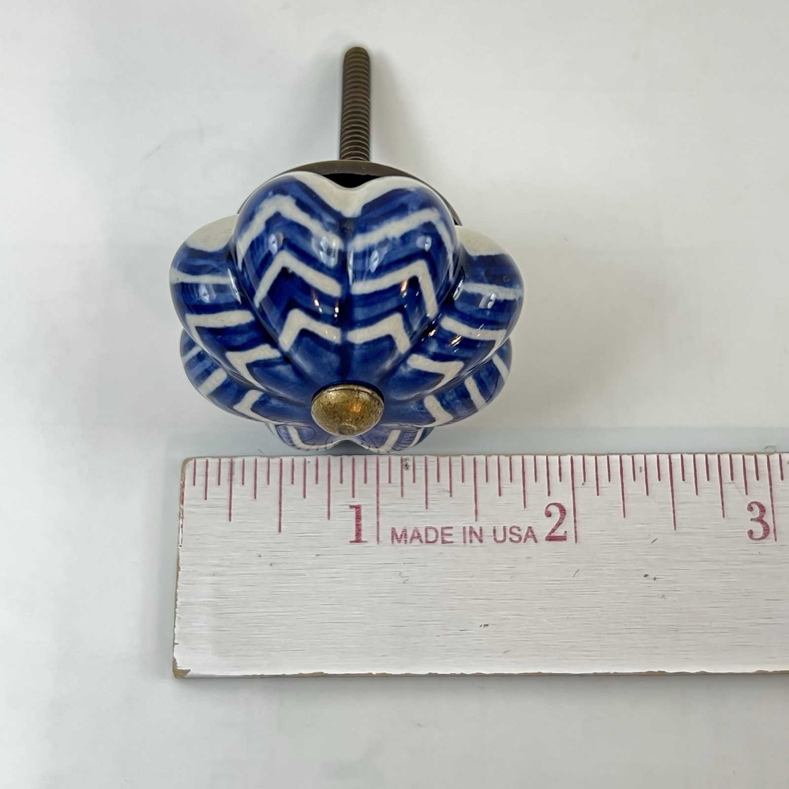 Ceramic Blue White Drawer Knobs Cabinet Pulls Lot Of 2 Decorative Star Pre-owned