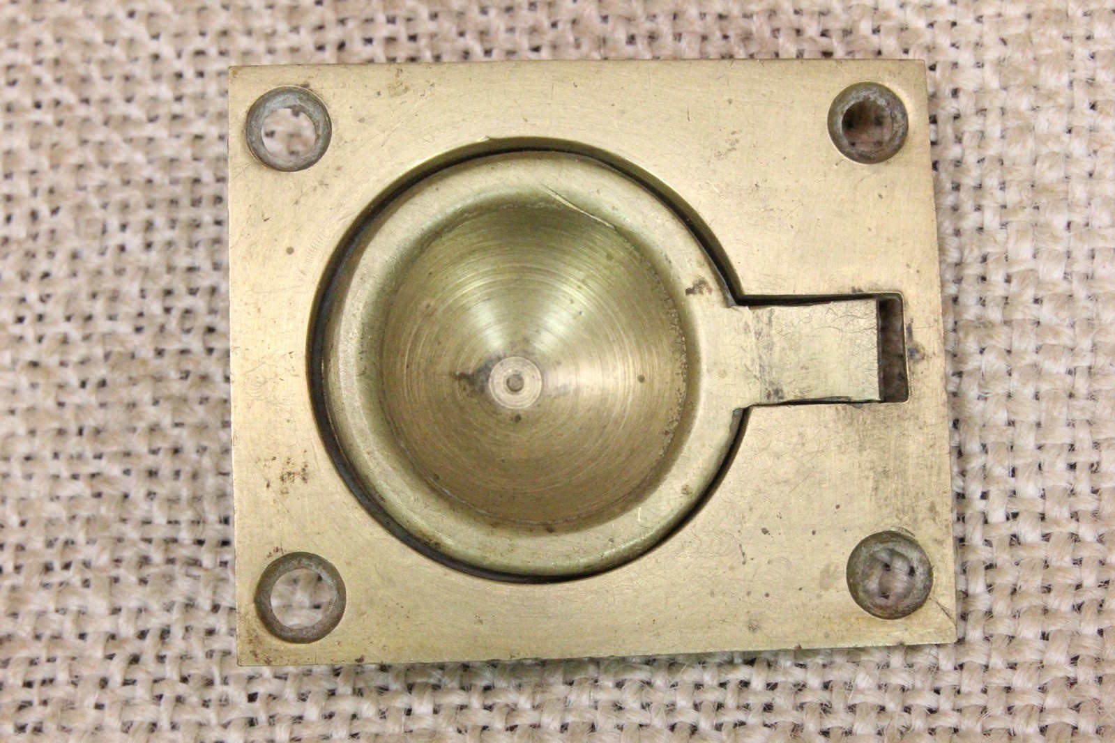Old Door Pull Drop Finger Tip Flush Handle Treasure Box Vintage Solid Brass
