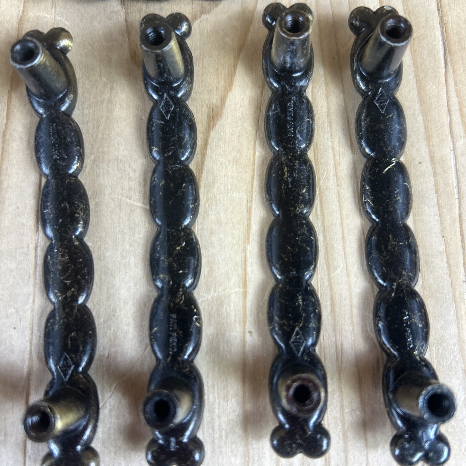 Vintage Drawer Pulls Cabinet Handles Set of 16 Jaybee Brass And Black Textured
