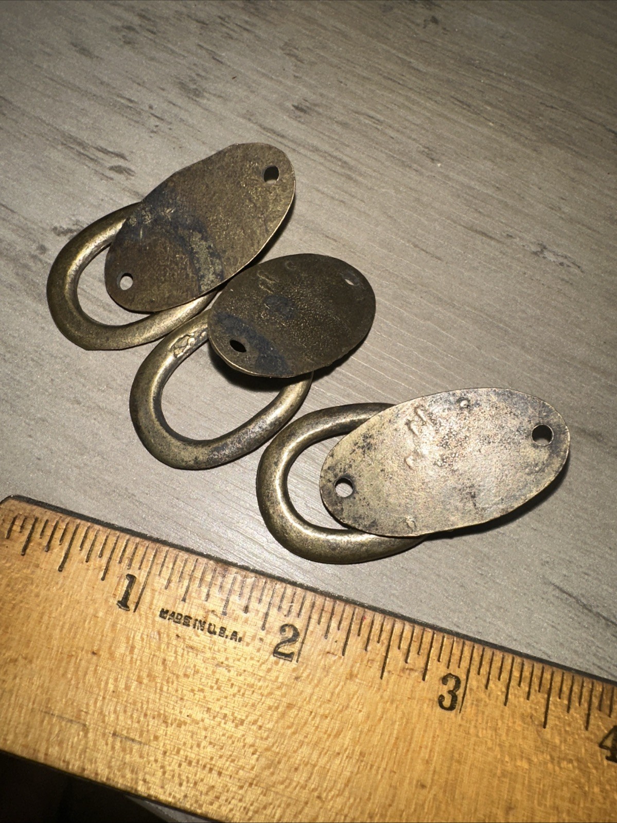 3 ANTIQUE VINTAGE Ring Drawer Pull Handle Cabinet Knob Drawer Pulls Small Brass