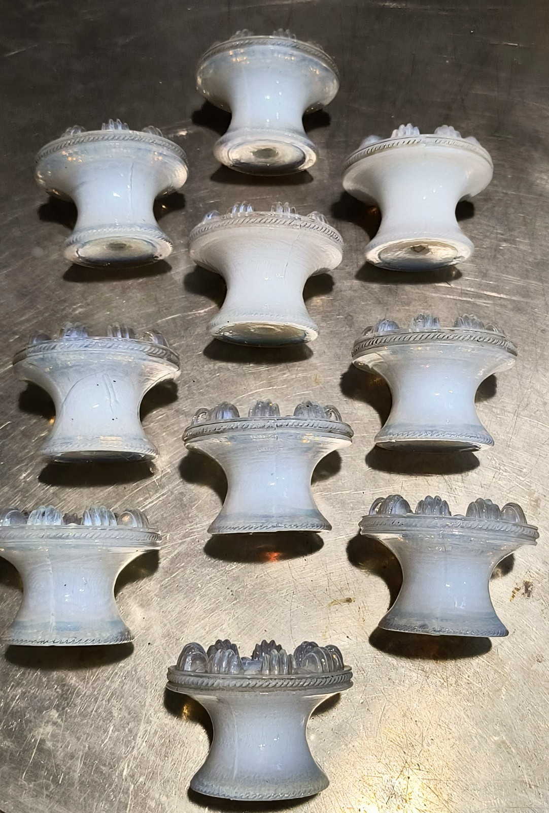 Ten Antique Opalescent Sandwich Glass Drawer Pull, Knob Available Priced Each