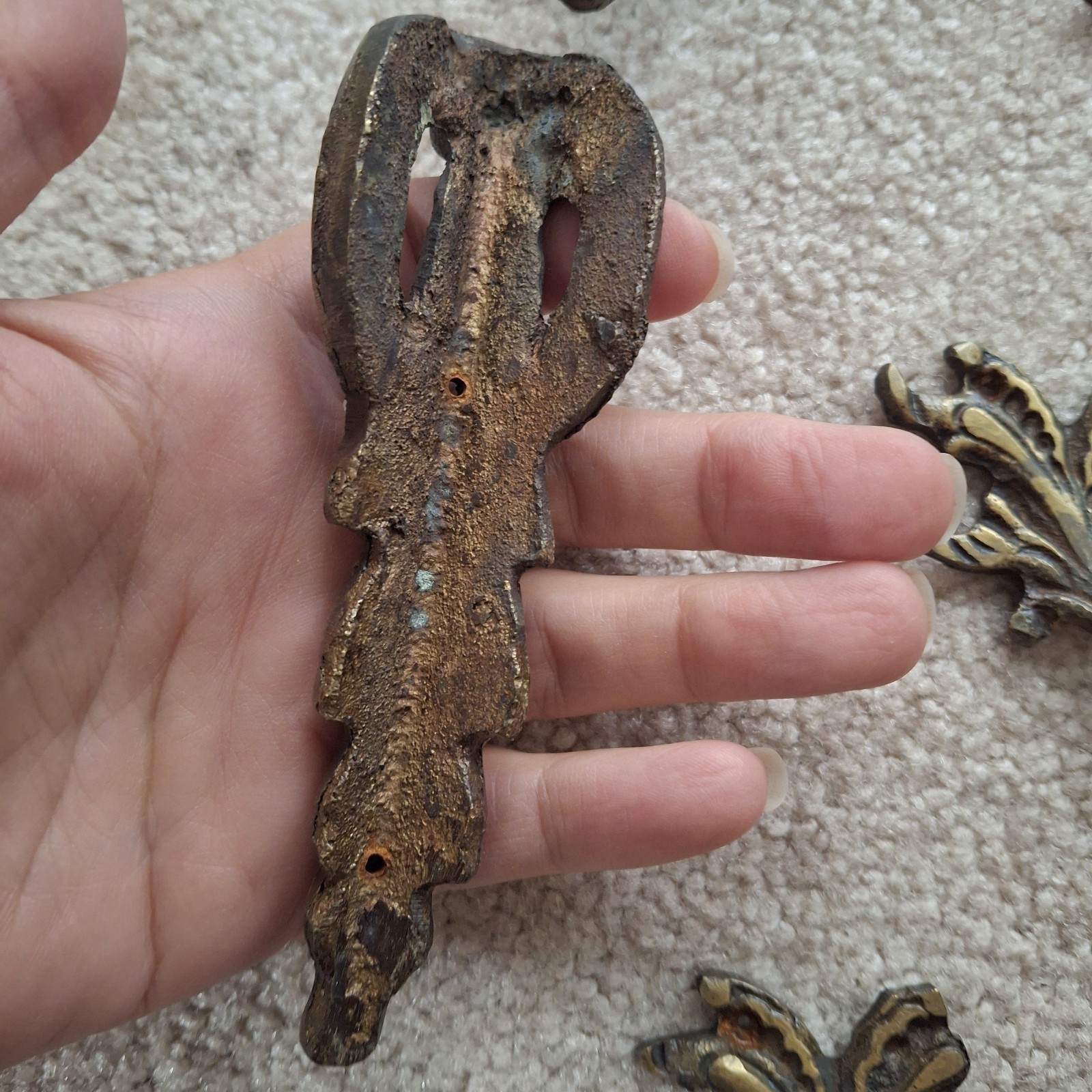 French Provincial Antique Furniture Hardware Brass 11 Pcs