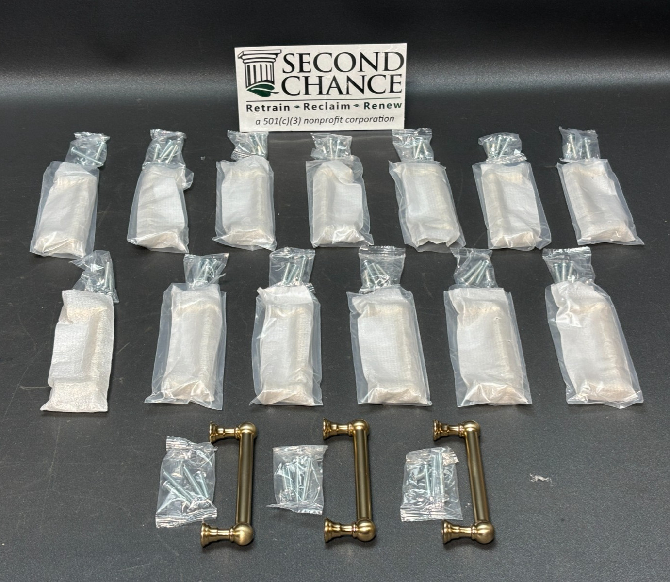 khtumeware 16 Pack Brushed Brass Cabinet Pulls 3-1/2 Inch(89MM)
