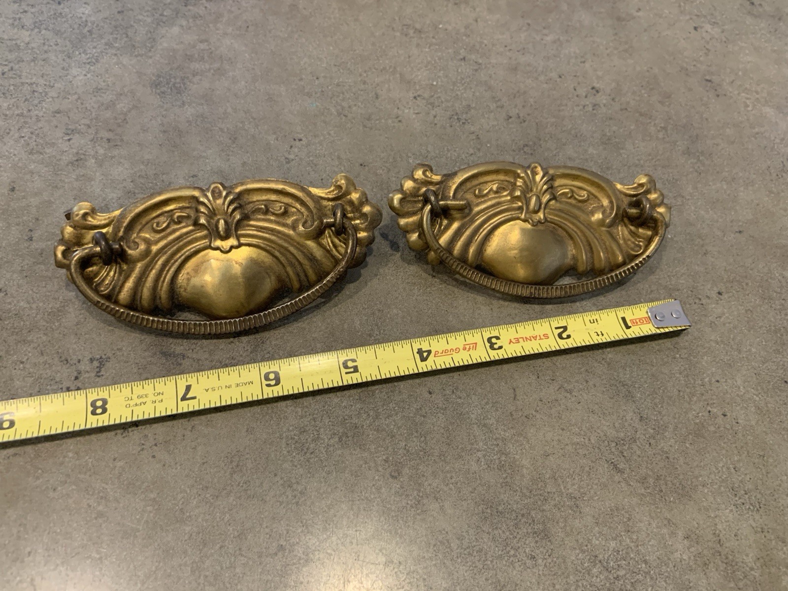 Vintage Hardware Drawer Pull Plates Brass W/Handles