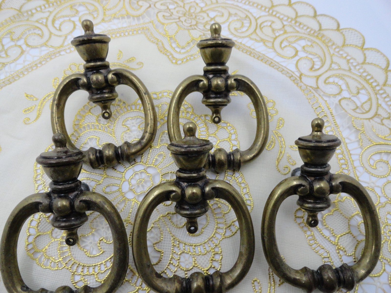 Antique Amerock Brass Drawer pulls 3 1/2″ #282-1 With Screws Set of 5