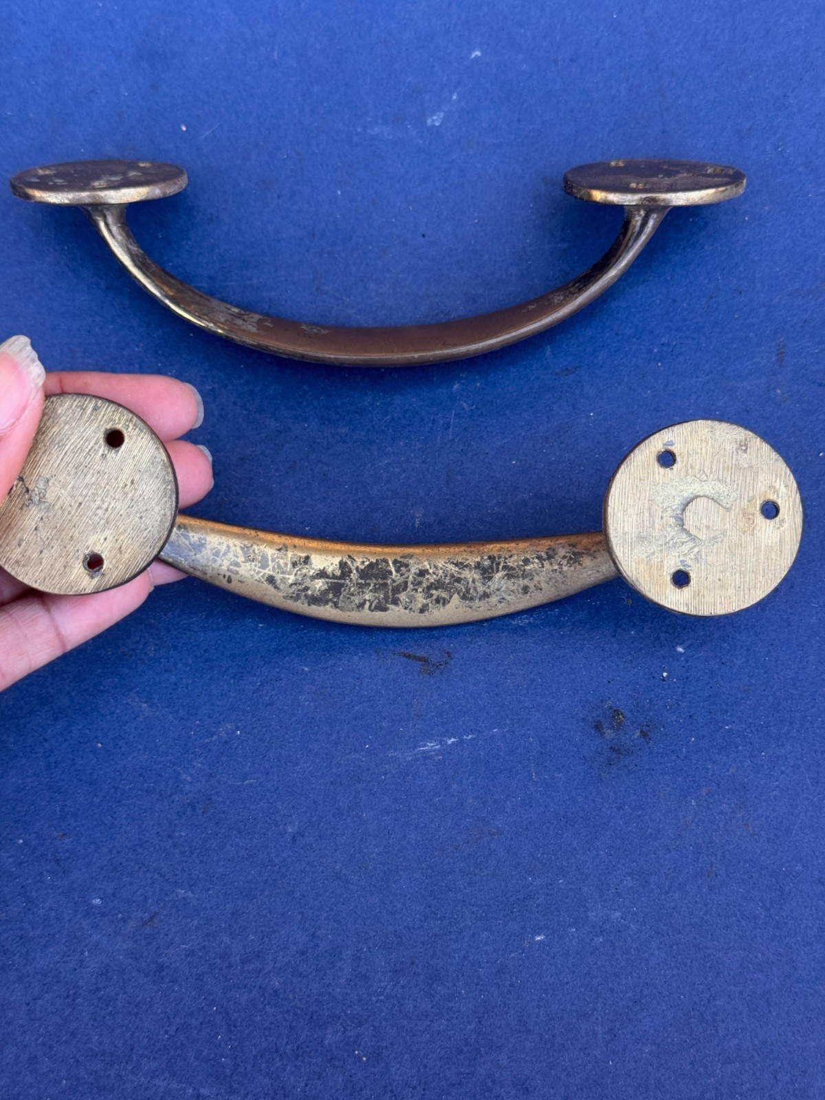 2 Antique Style Solid Brass Lg Gate Cabinet Trunk Chest Door Handles pulls 6″