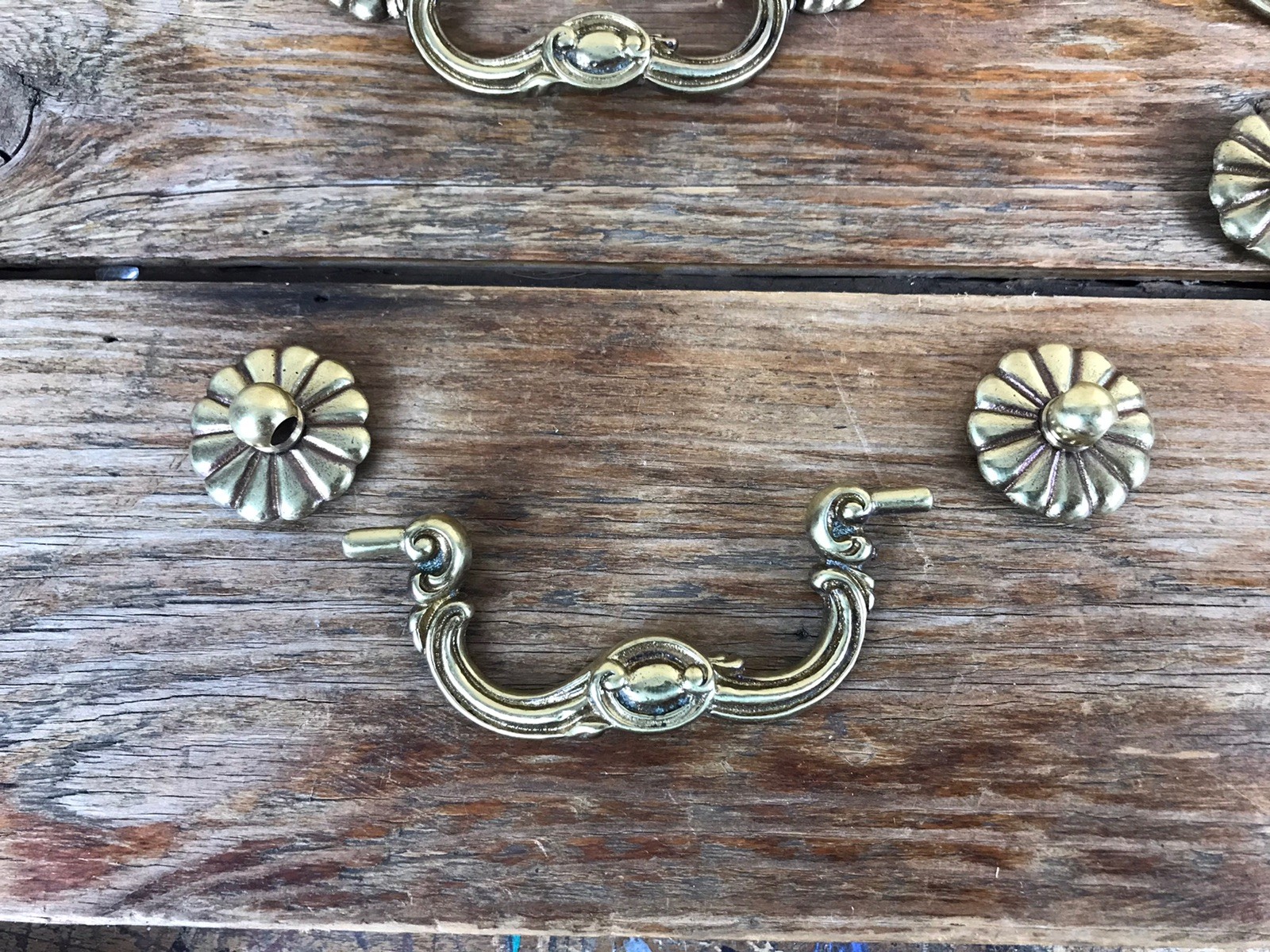 Vintage Brass Drop Bail Drawer Pulls Keeler Brass Company Lot of 6 3pc