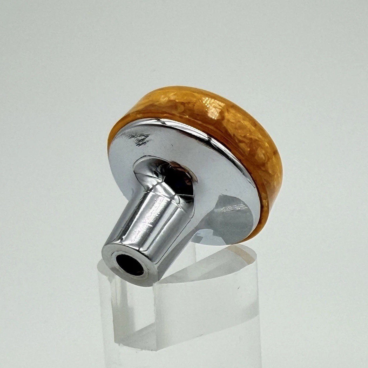 Vintage Butterscotch Amber Lucite Cabinet Knob MCM Chrome Drawer Pull 1970s-80s
