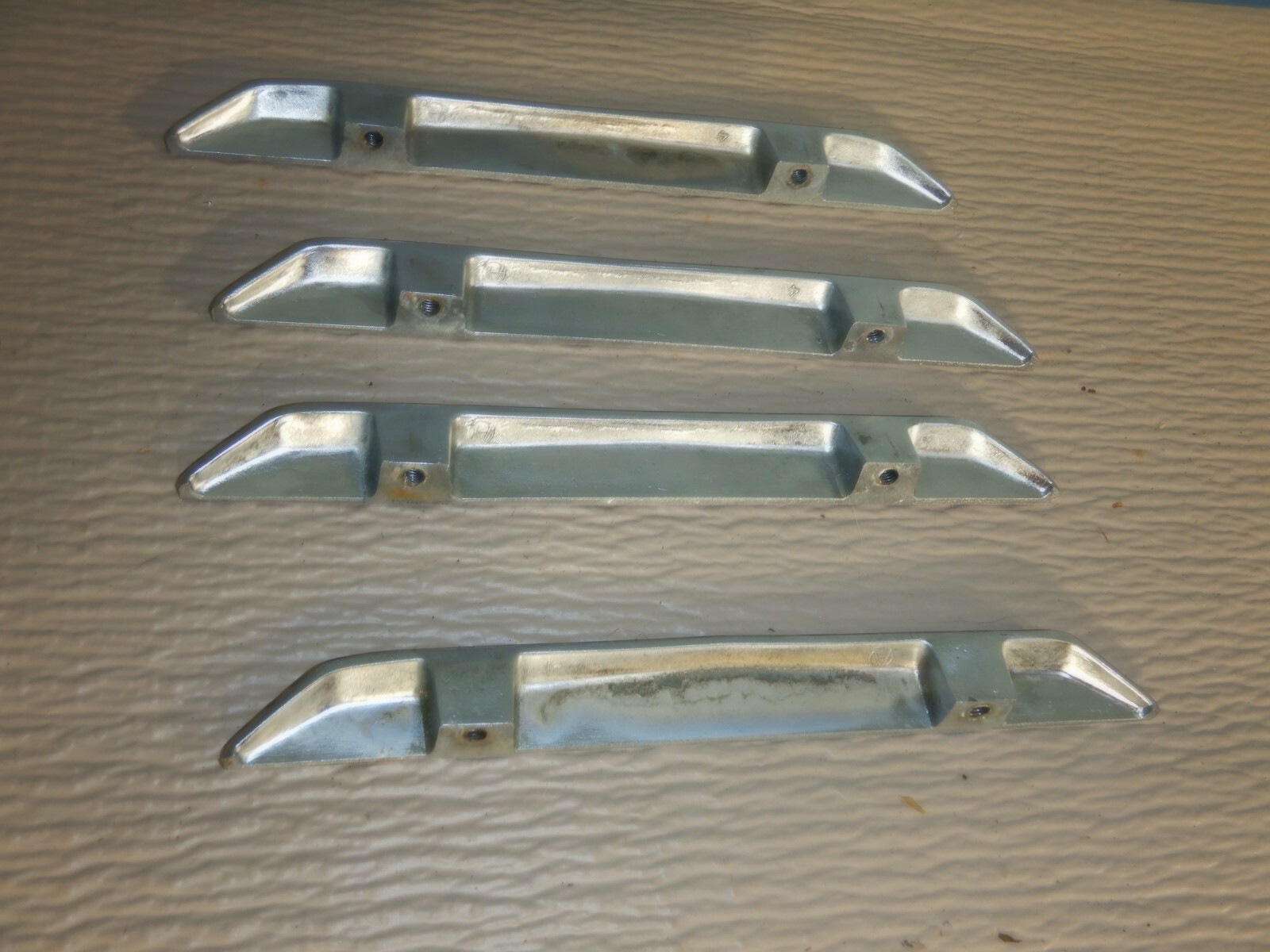 Set 4 Vintage Metal 7″ wide Drawer Pulls Stainless steel 4″ Center mount