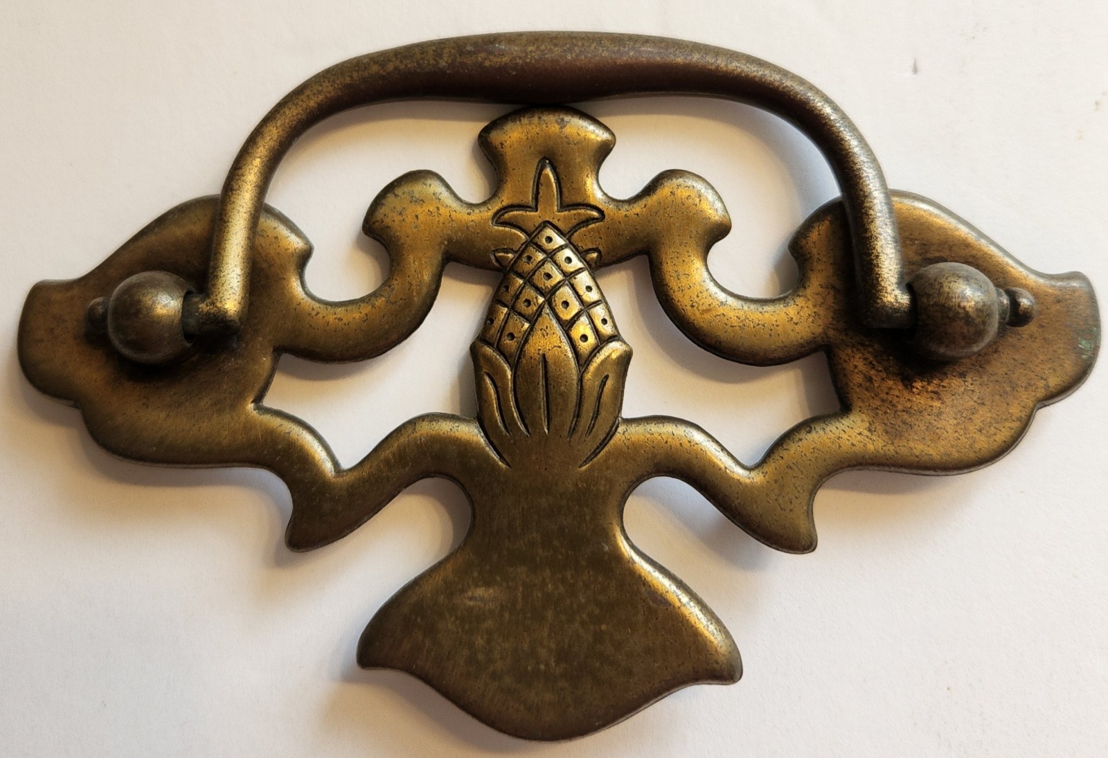 Vintage Chippendale Bat Wing Zinc/Brass Drop Bail Drawer Pull Handle 3.5″ Center