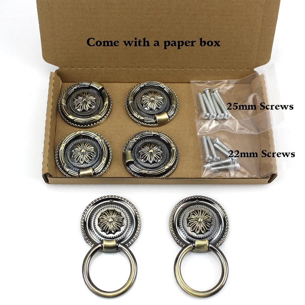 6 Pack Antique Drawer Pulls Bronze Round Dresser Knob Vintage Cabinet Handles