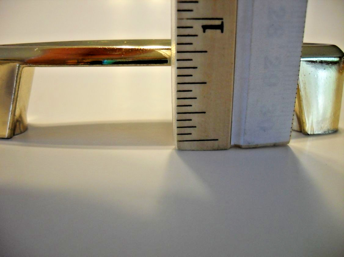 Vintage Polished Brass Concave Drawer Pull Flared Bases Cabinet Handle Ajax Mfg.
