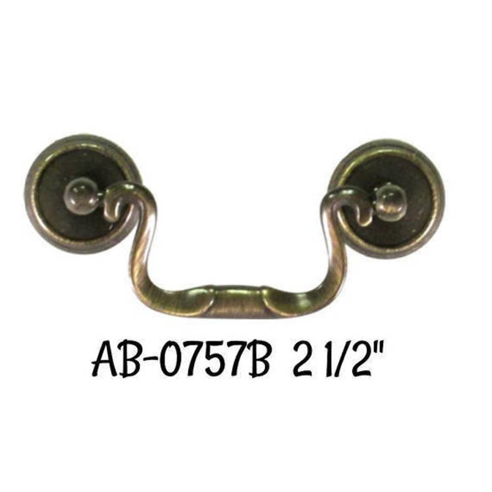 Antiqued Brass Queen Anne Drawer Pull 2 1/2″ Centers Pull Antique Style
