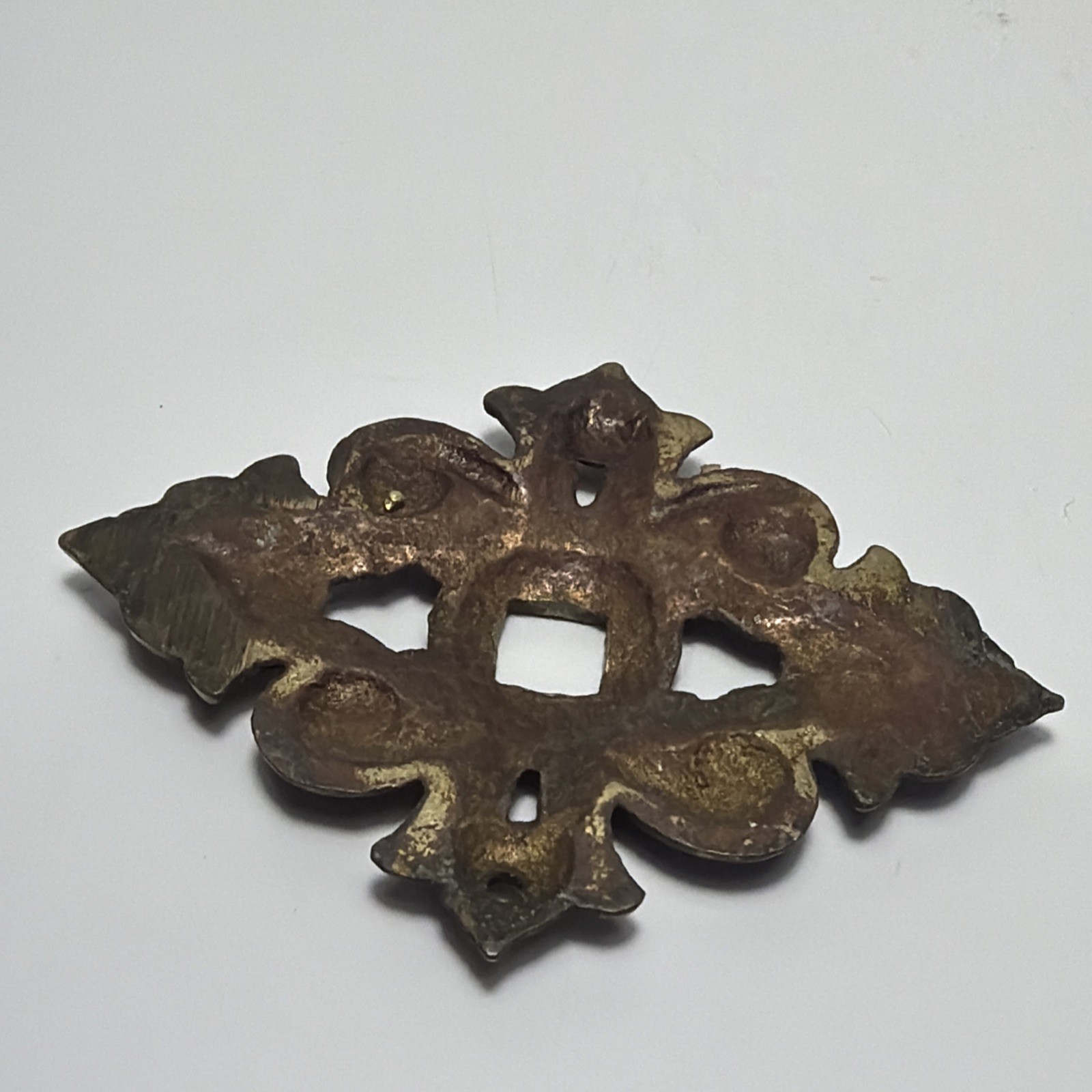 Vintage Drawer Hardware Metal Back Plate Brass 2.5″ Diamond Escutheon Gold
