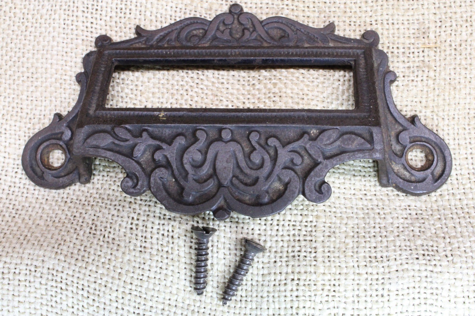 Old Apothecary Bin Pull Drawer Fancy Card Holder Handle 5 1/4″ Drug Store Glass