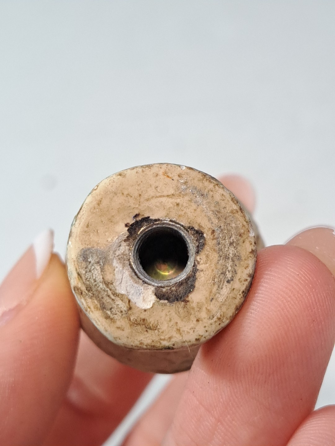 Vintage Round Beige Drawer Pull Or Finial Weathered Finish